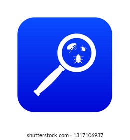 Magnifier and insects icon digital blue for any design isolated on white vector illustration