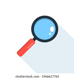 Magnifier isolated on white background with shadow. Search concept. Loupe. Flat style. Vector illustration	
