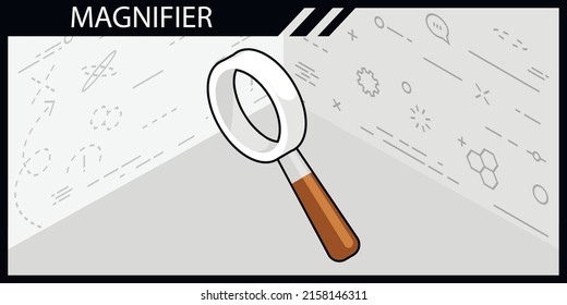 Magnifier isometric design icon. Vector web illustration. 3d colorful concept