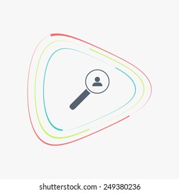Magnifier with knife, plate and fork icon. Cafe restaurant. Flat design style. Made vector illustrator