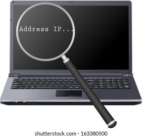 Magnifier, Laptop And Address Ip