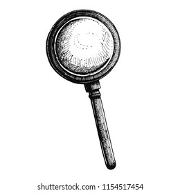 magnifier is a large object. isolated sketch.