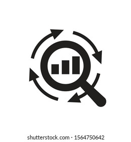 Magnifier lens web icon design. Exchange market icon. Finance graphic symbol. SEO icon. Vector illustration. 