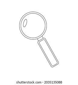 Magnifier linear icon on white background. Thin black line customizable illustration. Vector. 