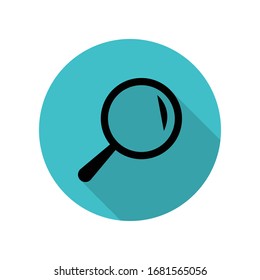 Magnifier long shadow icon. Simple glyph, flat vector of web icons for ui and ux, website or mobile application