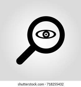 Magnifier looking to eye isolated flat vector icon