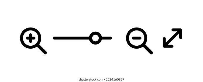 Lupa ou sinal de lupa. Ícones de ajuste de zoom