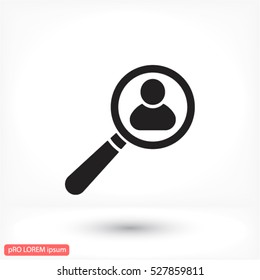 Magnifier with a man  icon