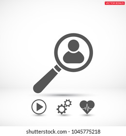 Magnifier with a man  vector icon