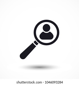 Magnifier with a man  vector icon