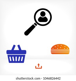 Magnifier with a man  vector icon
