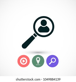 Magnifier with a man  vector icon