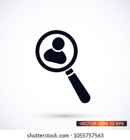 Magnifier with a man  vector icon