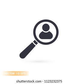 Magnifier with a man  vector icon