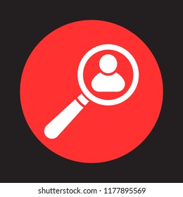Magnifier with a man  vector icon