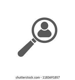 Magnifier with a man  vector icon