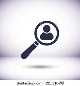 Magnifier with a man  vector icon