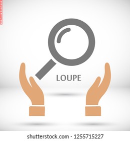 Magnifier with a man  vector icon