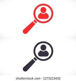 Magnifier with a man  vector icon