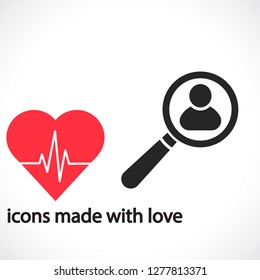 Magnifier with a man  vector icon