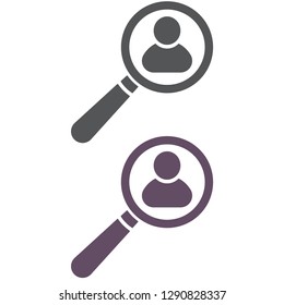 Magnifier with a man  vector icon