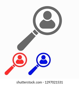 Magnifier with a man  vector icon