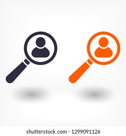 Magnifier with a man  vector icon
