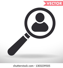 Magnifier with a man  vector icon