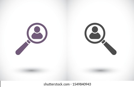 Magnifier with a man vector icon , lorem ipsum Flat design