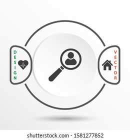 Magnifier with a man  vector icon , lorem ipsum Flat design