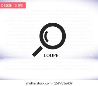 Magnifier with a man vector icon , lorem ipsum Flat design