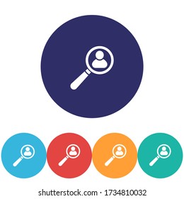 Magnifier with a man vector icon , lorem ipsum Flat design