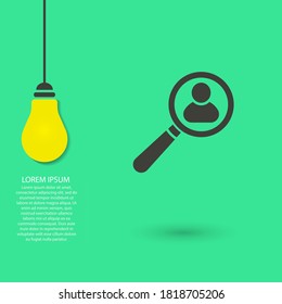 Magnifier with a man vector icon , lorem ipsum Flat design