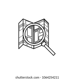 magnifier and map icon. Element of navigation illustration. Premium quality graphic design icon. Signs and symbols collection icon for websites, web design, mobile app on white background