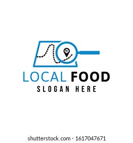 magnifier and map. restaurant location logo Ideas. Inspiration logo design. Template Vector Illustration. Isolated On White Background