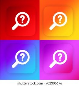 Magnifier and mark help four color gradient app icon set