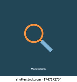 magnifier medicine icon isolated on background. flat style
