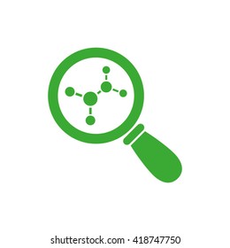 Magnifier molecule icon vector.