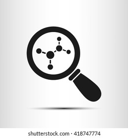 Magnifier molecule icon vector.