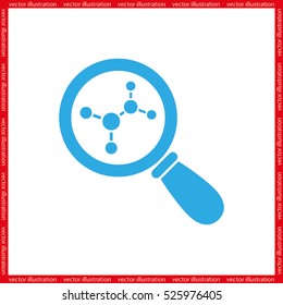 Magnifier, molecule icon vector