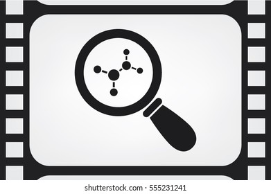 Magnifier, molecule icon vector.