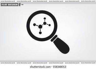 Magnifier, molecule icon vector.