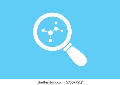Magnifier, molecule icon vector.