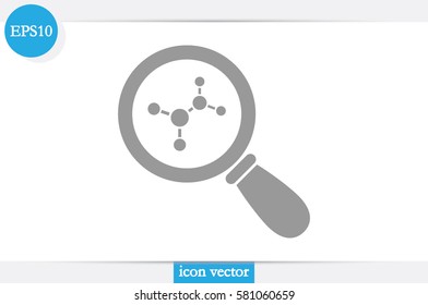 Magnifier, molecule icon vector.