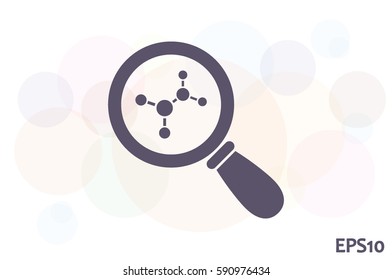 Magnifier, molecule icon vector.
