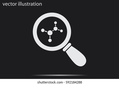 Magnifier, molecule icon vector.