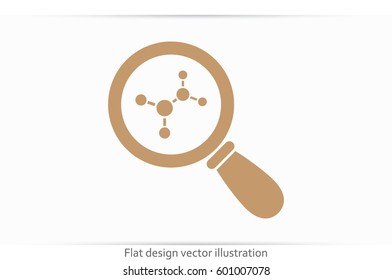 Magnifier, molecule icon vector