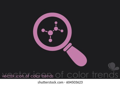 Magnifier, molecule icon vector