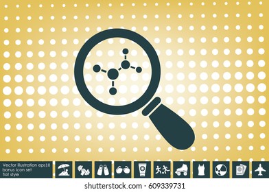 Magnifier, molecule icon vector