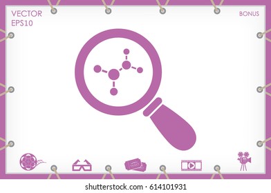 Magnifier, molecule icon vector